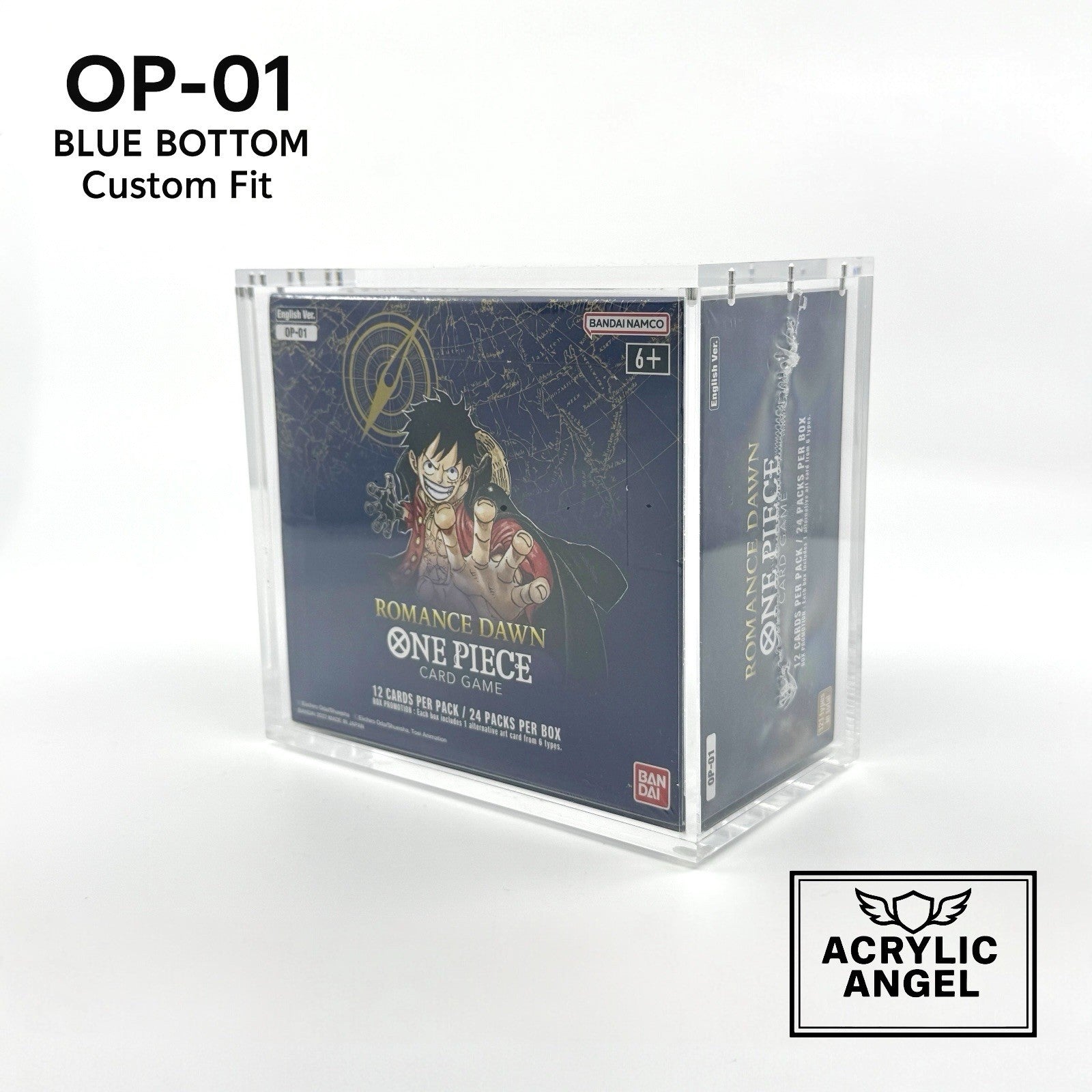 one piece romance dawn booster box blue bottom One Piece OP-01 Blue Bottom Booster Box Acrylic Case With Magnetic Lid