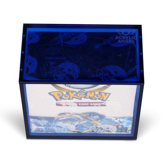 Sapphire Blue Acrylic Display Case for Pokémon Booster Boxes With Magnetic Lid