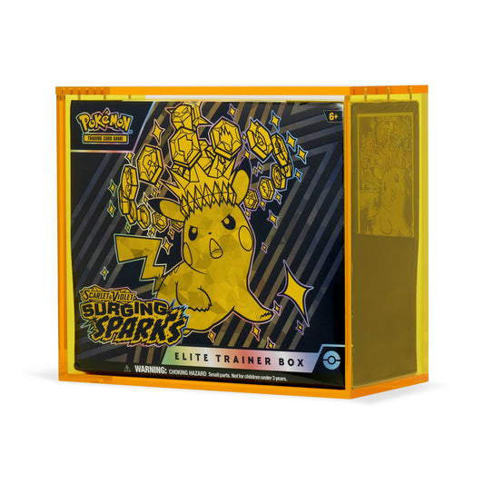 Electric Yellow Acrylic Display Case for Pokémon Elite Trainer Boxes With Magnetic Lid