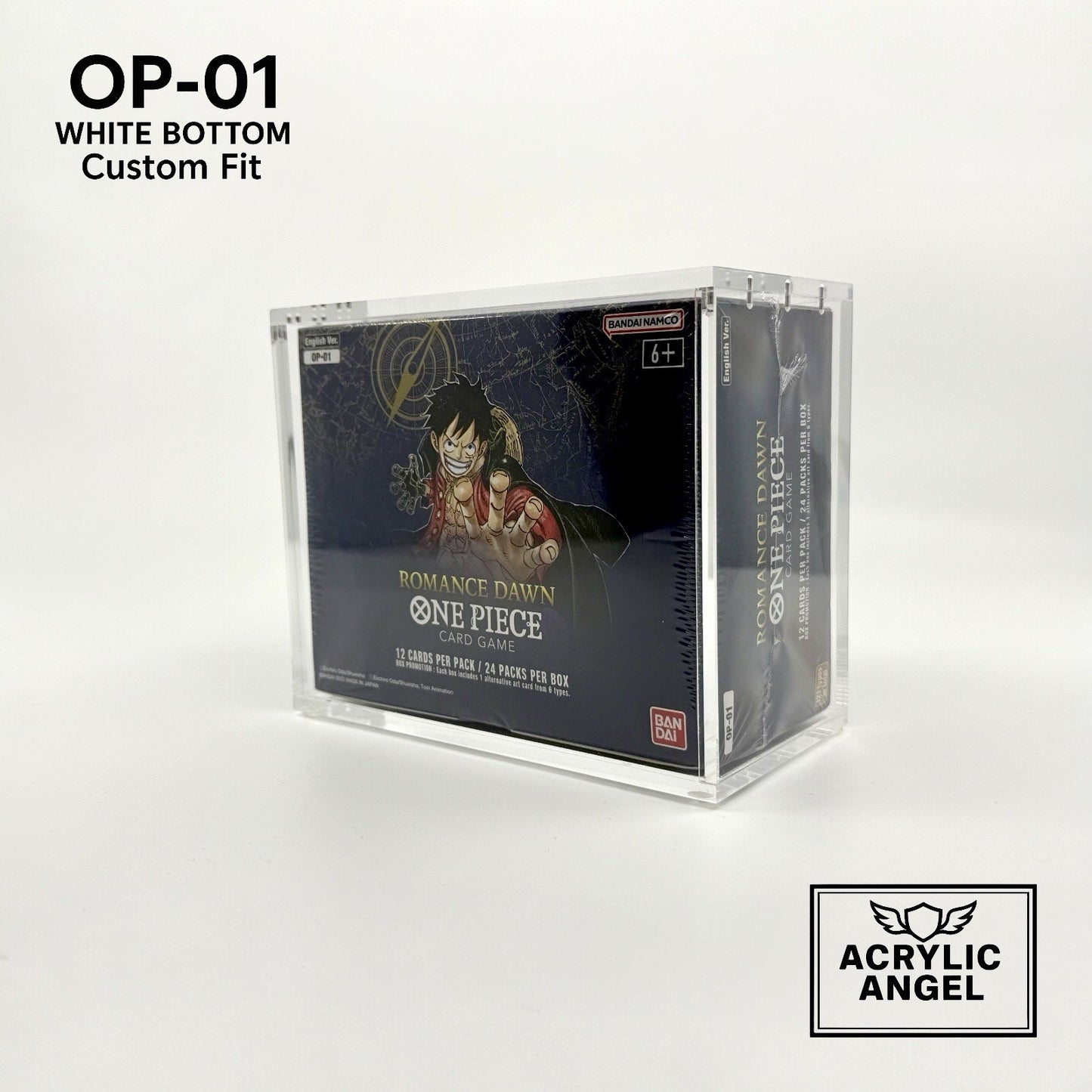 One Piece OP-01 White Bottom Booster Box Acrylic Case With Magnetic Lid