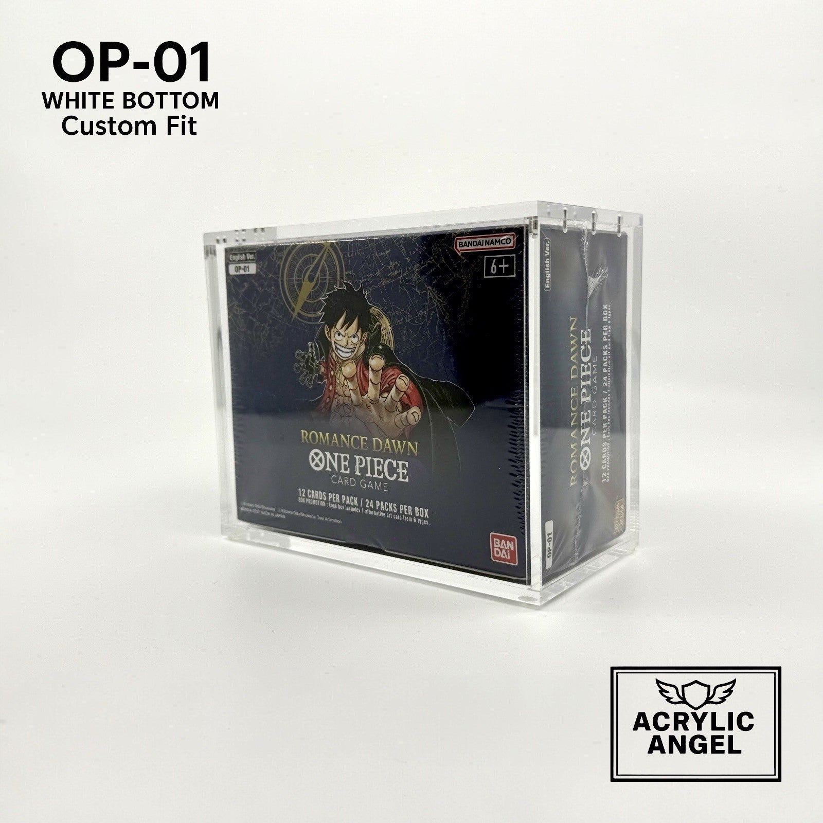 One Piece OP-01 White Bottom Booster Box Acrylic Case With Magnetic Lid