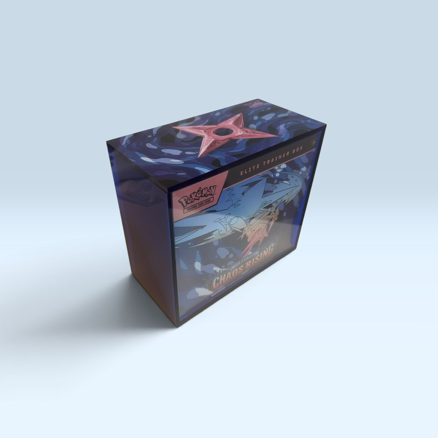 Limited Edition "Pink Ninja Star" Sapphire Blue ETB Acrylic Case With Magnetic Lid