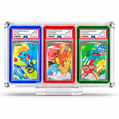 PSA/TAG/CGC Trio Slot Acrylic Display Case | Magnetic Lid– For Slabs With Guards