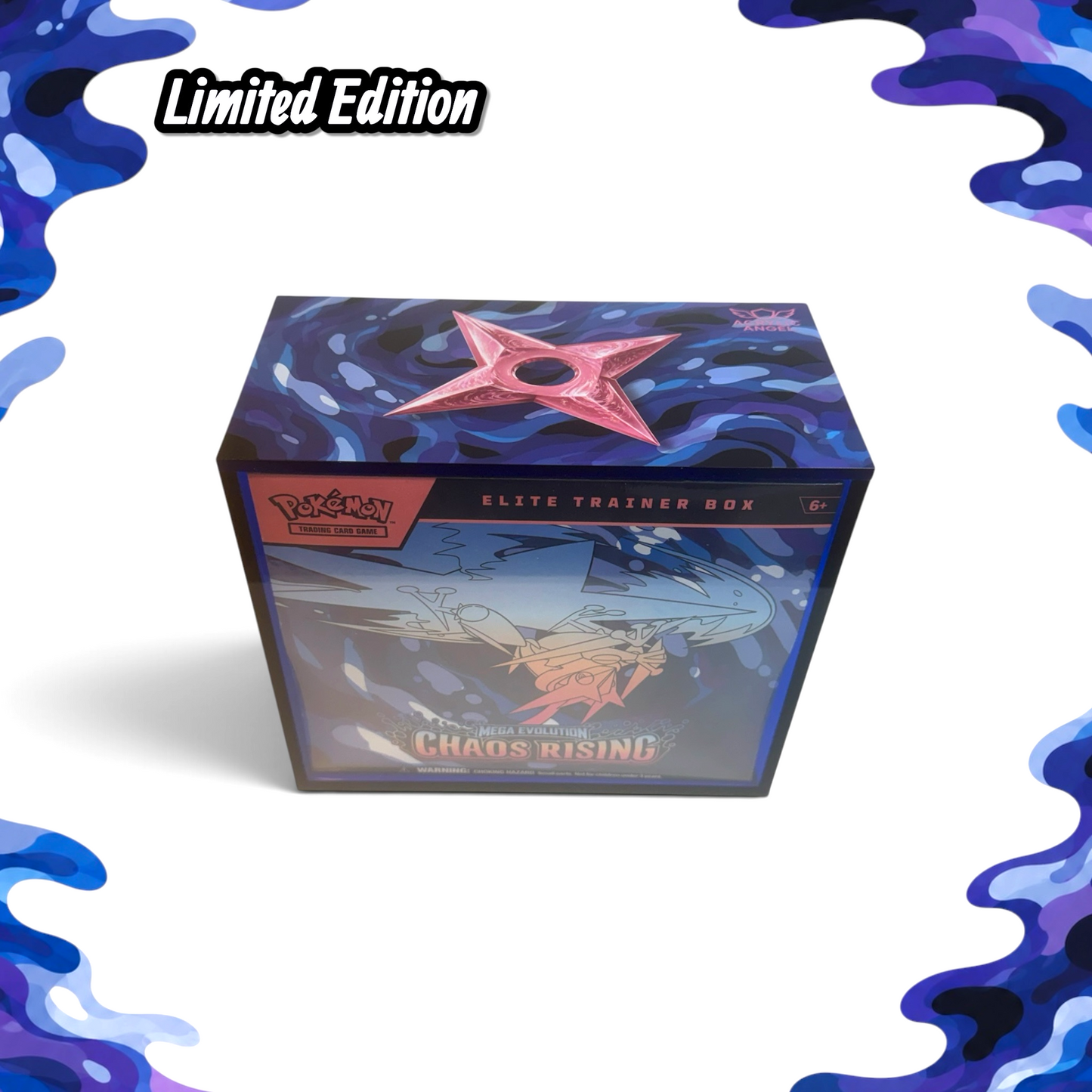 Limited Edition "Pink Ninja Star" Sapphire Blue ETB Acrylic Case With Magnetic Lid