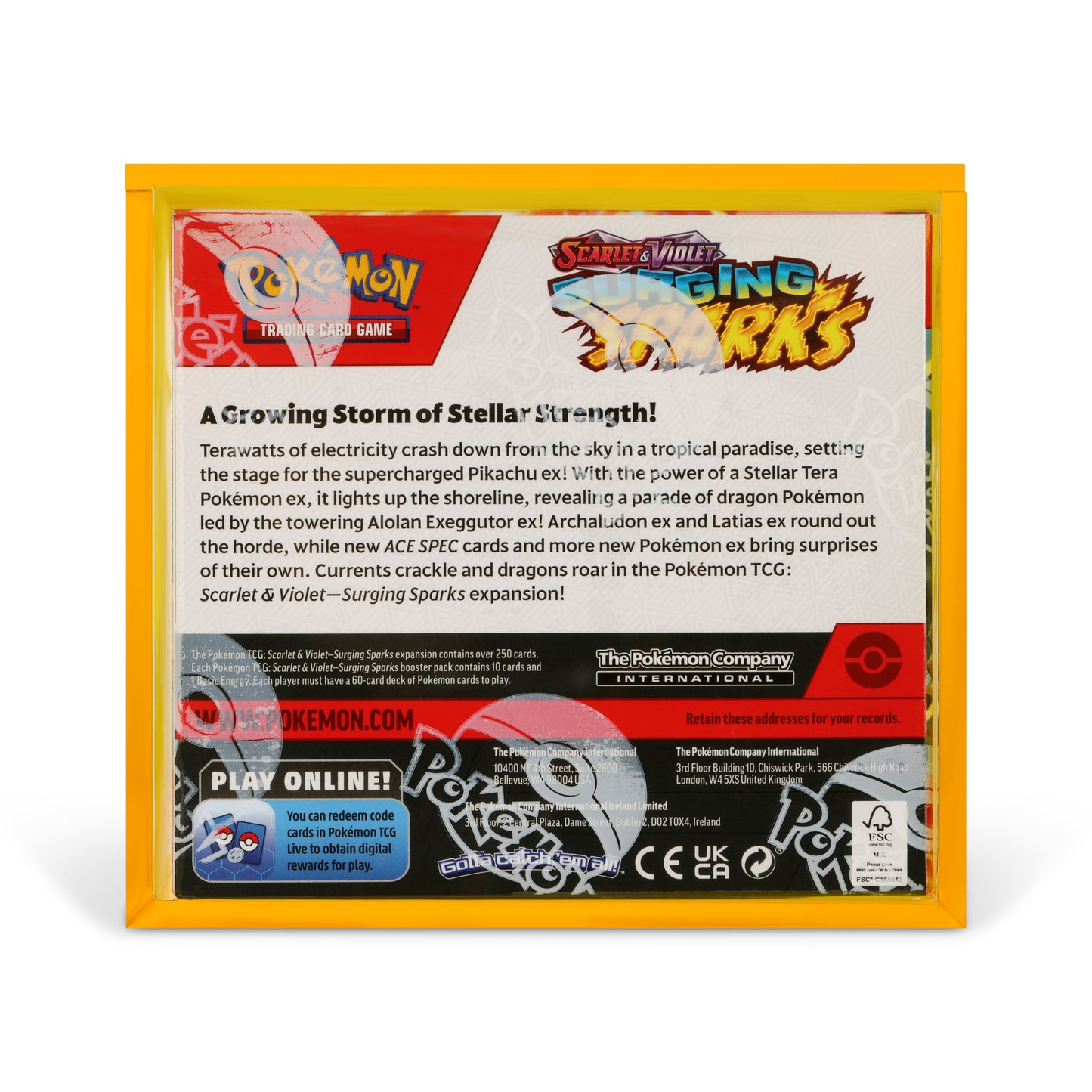 Electric Yellow Acrylic Display Case for Pokémon Booster Boxes With Magnetic Lid