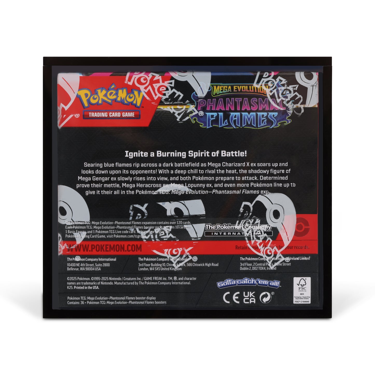 Black Acrylic Display Case for Pokémon Booster Boxes With Magnetic Lid