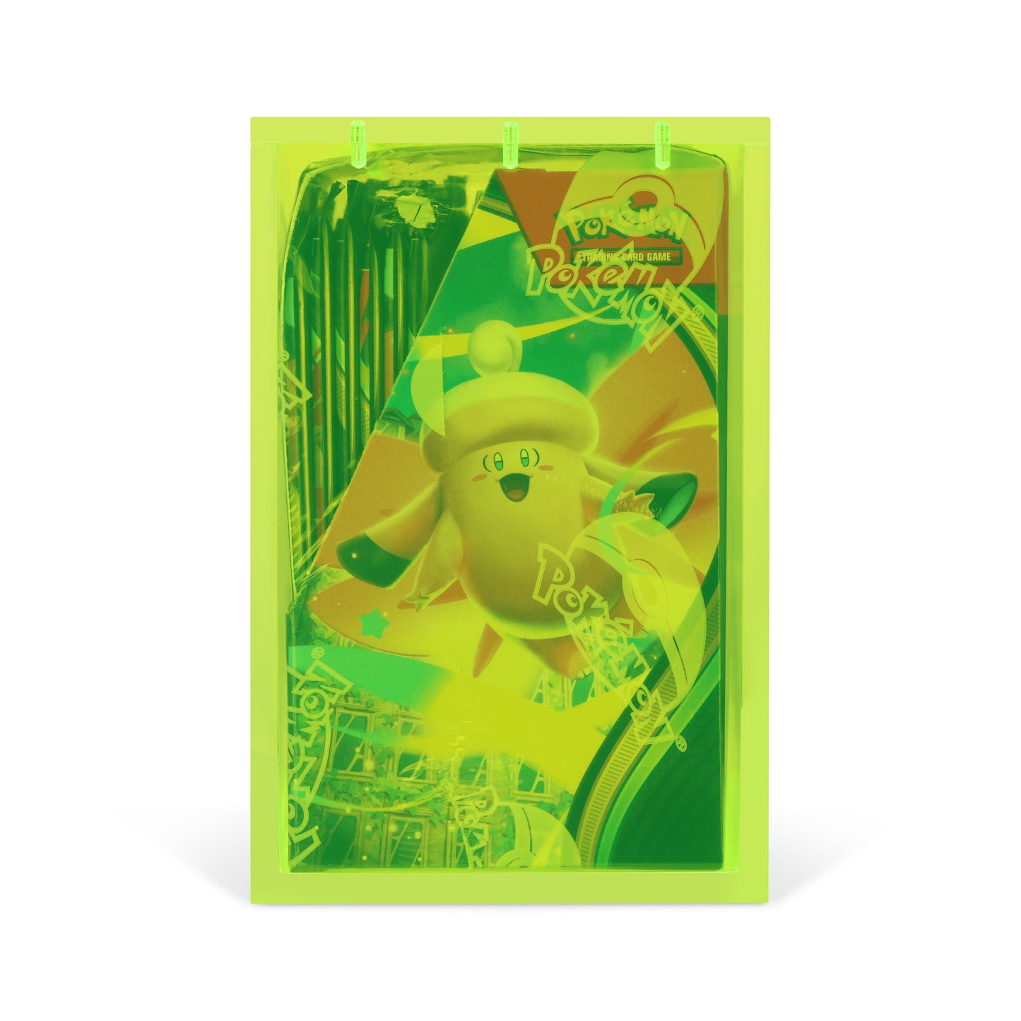 Neon Green Acrylic Display Case for Pokémon Booster Boxes With Magnetic Lid