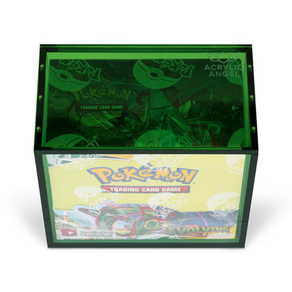 Emerald Green Acrylic Display Case for Pokémon Booster Boxes With Magnetic Lid
