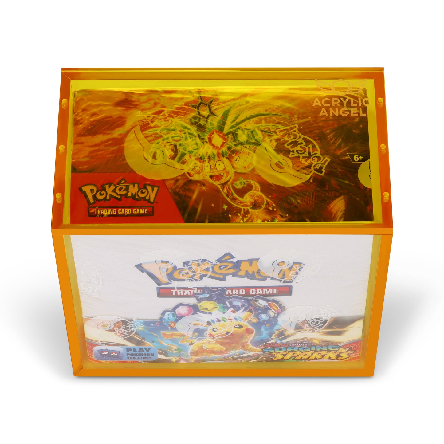 Electric Yellow Acrylic Display Case for Pokémon Booster Boxes With Magnetic Lid