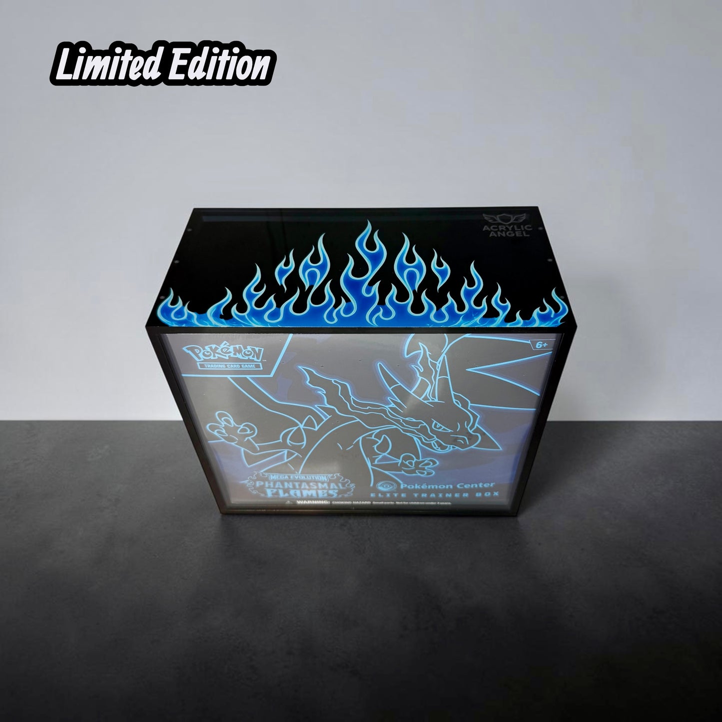 Neon Blue Flames Limited Edition Acrylic ETB Case