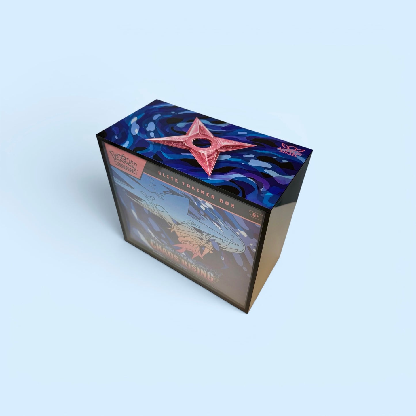 Limited Edition "Pink Ninja Star" Black ETB Acrylic Case With Magnetic Lid