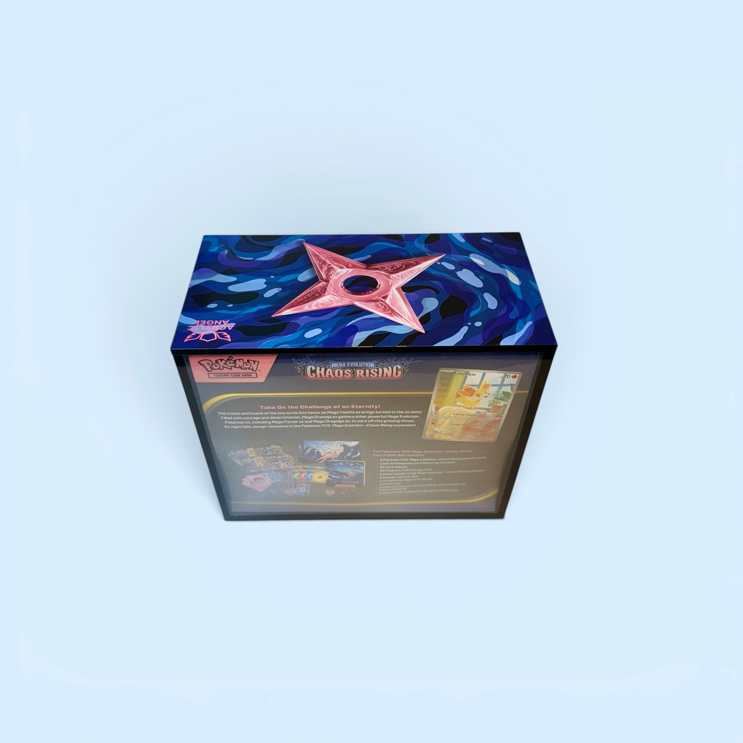 Limited Edition "Pink Ninja Star" Black ETB Acrylic Case With Magnetic Lid