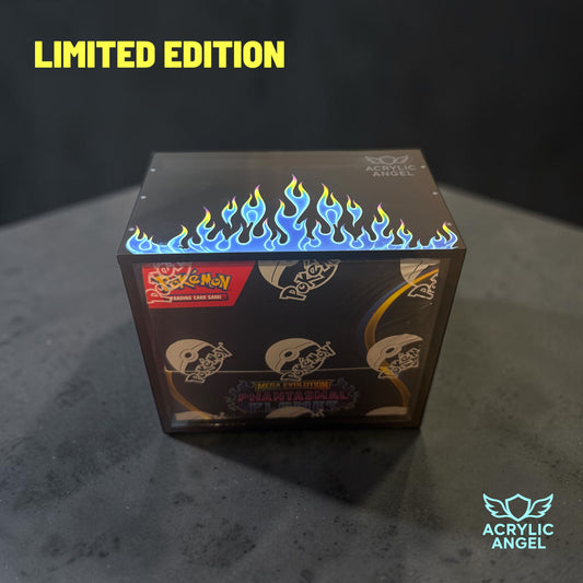 Neon Blue Flames Limited Edition Booster Box Acrylic Case