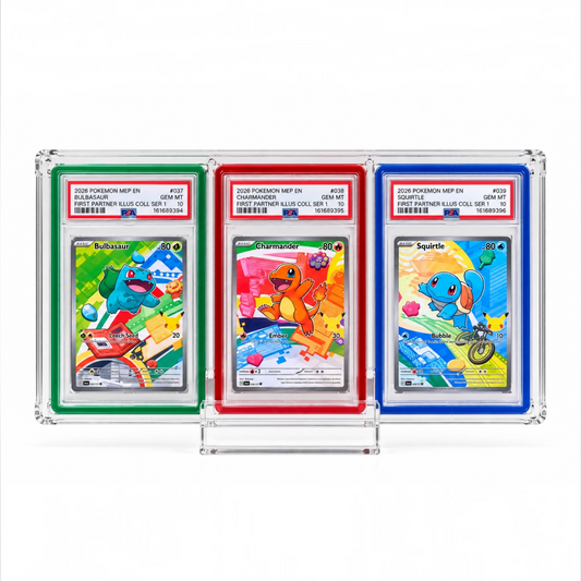PSA/TAG/CGC 3 Slot Acrylic Display Case With Magnetic Lid– For Slabs With Guards