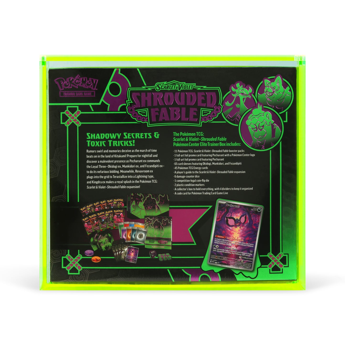 NEON Green ETB Acrylic Case With Magnetic Lid