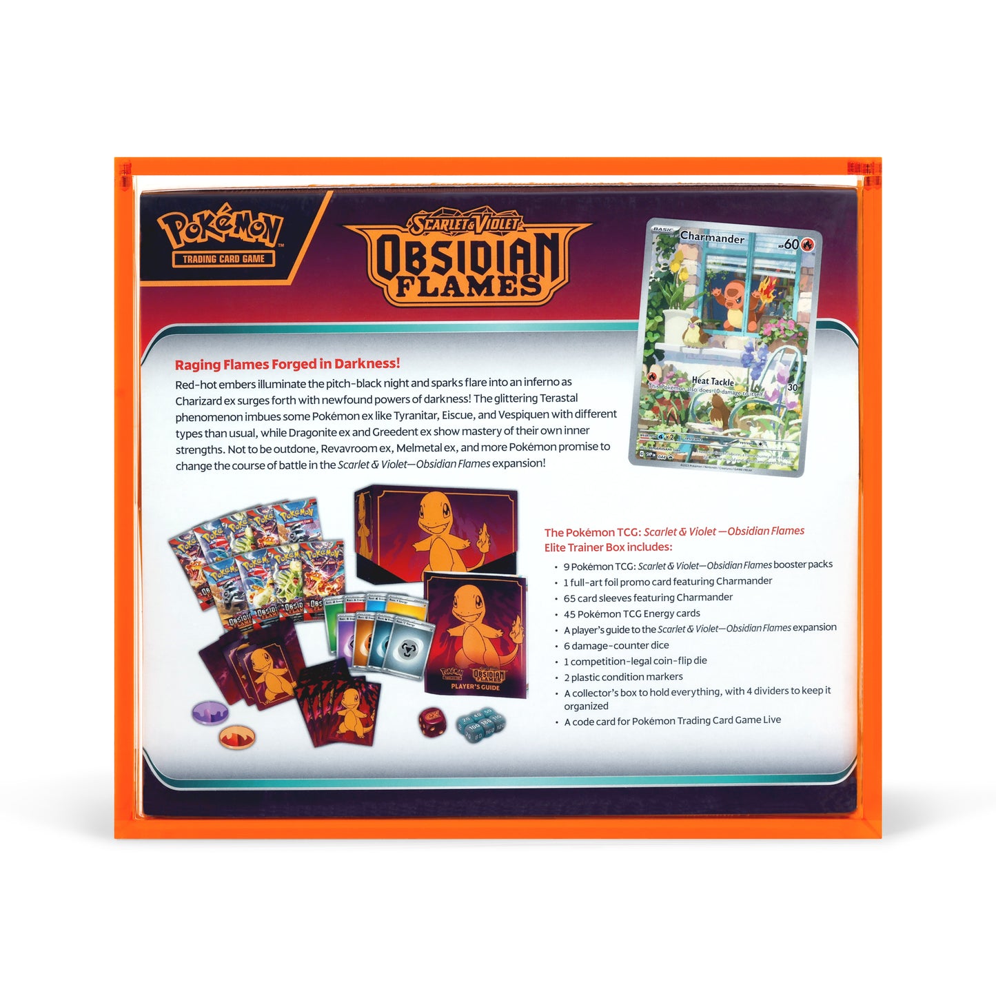 Orange Acrylic ETB Case With Magnetic Lid