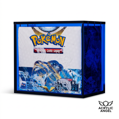 Sapphire Blue Acrylic Display Case for Pokémon Booster Boxes With Magnetic Lid